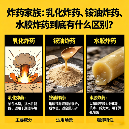 南京炸药家族：乳化炸药、铵油炸药、水胶炸药到底有什么区别？